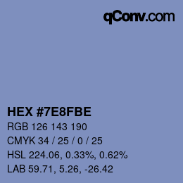 Color code: HEX #7E8FBE | qconv.com