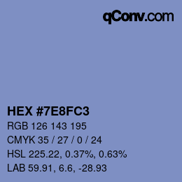 Color code: HEX #7E8FC3 | qconv.com
