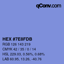カラーコード: HEX #7E8FDB | qconv.com