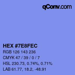 颜色代码: HEX #7E8FEC | qconv.com