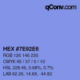 Color code: HEX #7E92E6 | qconv.com