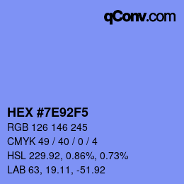 カラーコード: HEX #7E92F5 | qconv.com