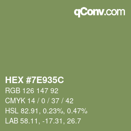Farbcode: HEX #7E935C | qconv.com
