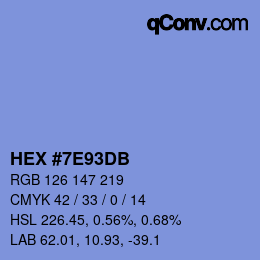 Color code: HEX #7E93DB | qconv.com