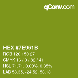 Color code: HEX #7E961B | qconv.com