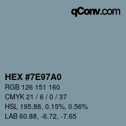 Color code: HEX #7E97A0 | qconv.com