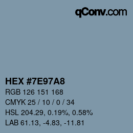 Color code: HEX #7E97A8 | qconv.com