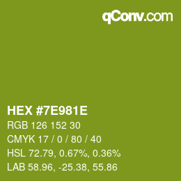 Color code: HEX #7E981E | qconv.com
