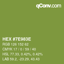 Color code: HEX #7E983E | qconv.com