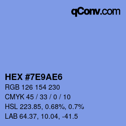 Color code: HEX #7E9AE6 | qconv.com