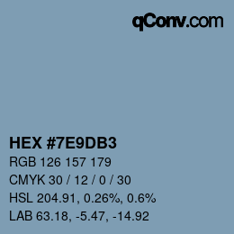 Color code: HEX #7E9DB3 | qconv.com