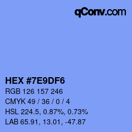 Color code: HEX #7E9DF6 | qconv.com