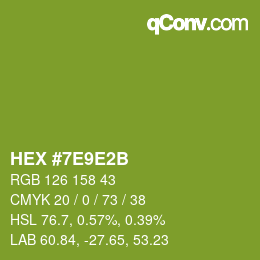 颜色代码: HEX #7E9E2B | qconv.com
