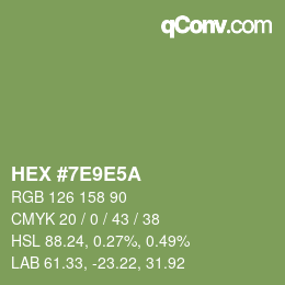 Color code: HEX #7E9E5A | qconv.com
