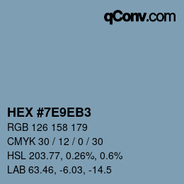 Color code: HEX #7E9EB3 | qconv.com