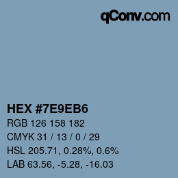 Color code: HEX #7E9EB6 | qconv.com