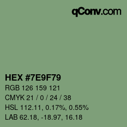 Color code: HEX #7E9F79 | qconv.com