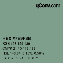 Color code: HEX #7E9F8B | qconv.com