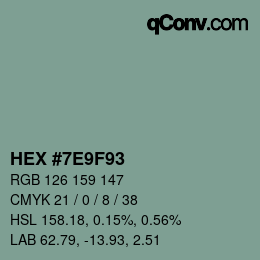 颜色代码: HEX #7E9F93 | qconv.com