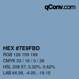 Color code: HEX #7E9FBD | qconv.com