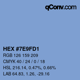 Color code: HEX #7E9FD1 | qconv.com