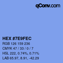 Color code: HEX #7E9FEC | qconv.com