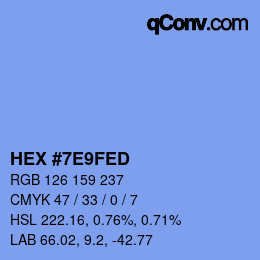 颜色代码: HEX #7E9FED | qconv.com