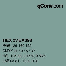 Farbcode: HEX #7EA098 | qconv.com