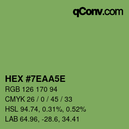 Código de color: HEX #7EAA5E | qconv.com