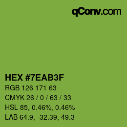 Color code: HEX #7EAB3F | qconv.com