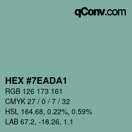 颜色代码: HEX #7EADA1 | qconv.com