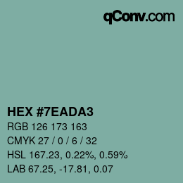 Código de color: HEX #7EADA3 | qconv.com