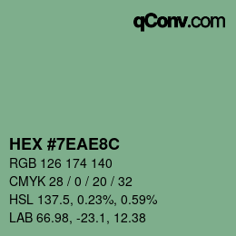 Color code: HEX #7EAE8C | qconv.com
