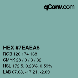 Color code: HEX #7EAEA8 | qconv.com