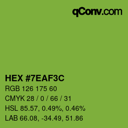 Color code: HEX #7EAF3C | qconv.com