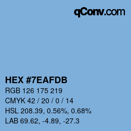 カラーコード: HEX #7EAFDB | qconv.com