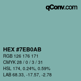 Color code: HEX #7EB0AB | qconv.com