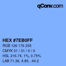 Color code: HEX #7EB0FF | qconv.com