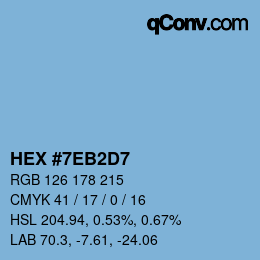 カラーコード: HEX #7EB2D7 | qconv.com