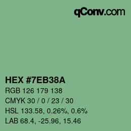 Color code: HEX #7EB38A | qconv.com