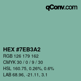 カラーコード: HEX #7EB3A2 | qconv.com