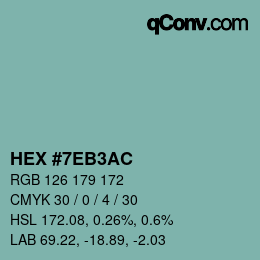 Color code: HEX #7EB3AC | qconv.com