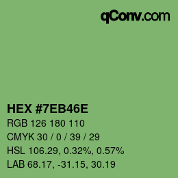 Color code: HEX #7EB46E | qconv.com
