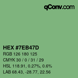 Color code: HEX #7EB47D | qconv.com