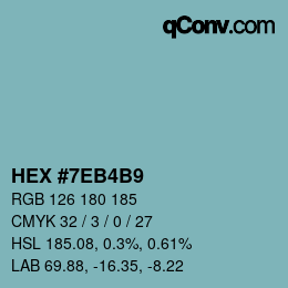 カラーコード: HEX #7EB4B9 | qconv.com