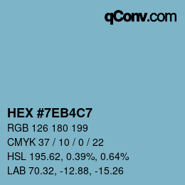 カラーコード: HEX #7EB4C7 | qconv.com