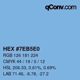 Farbcode: HEX #7EB5E0 | qconv.com