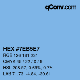 カラーコード: HEX #7EB5E7 | qconv.com
