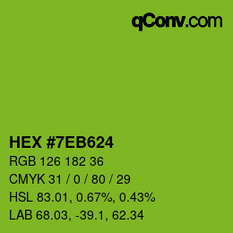 カラーコード: HEX #7EB624 | qconv.com