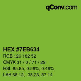 カラーコード: HEX #7EB634 | qconv.com